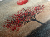 Wabi Sabi Wall Art Framed Canvas Print, Japanese Maple Tree Painting Print, Wabi Sabi Art, Japanese Inspired Wood Block Print Art