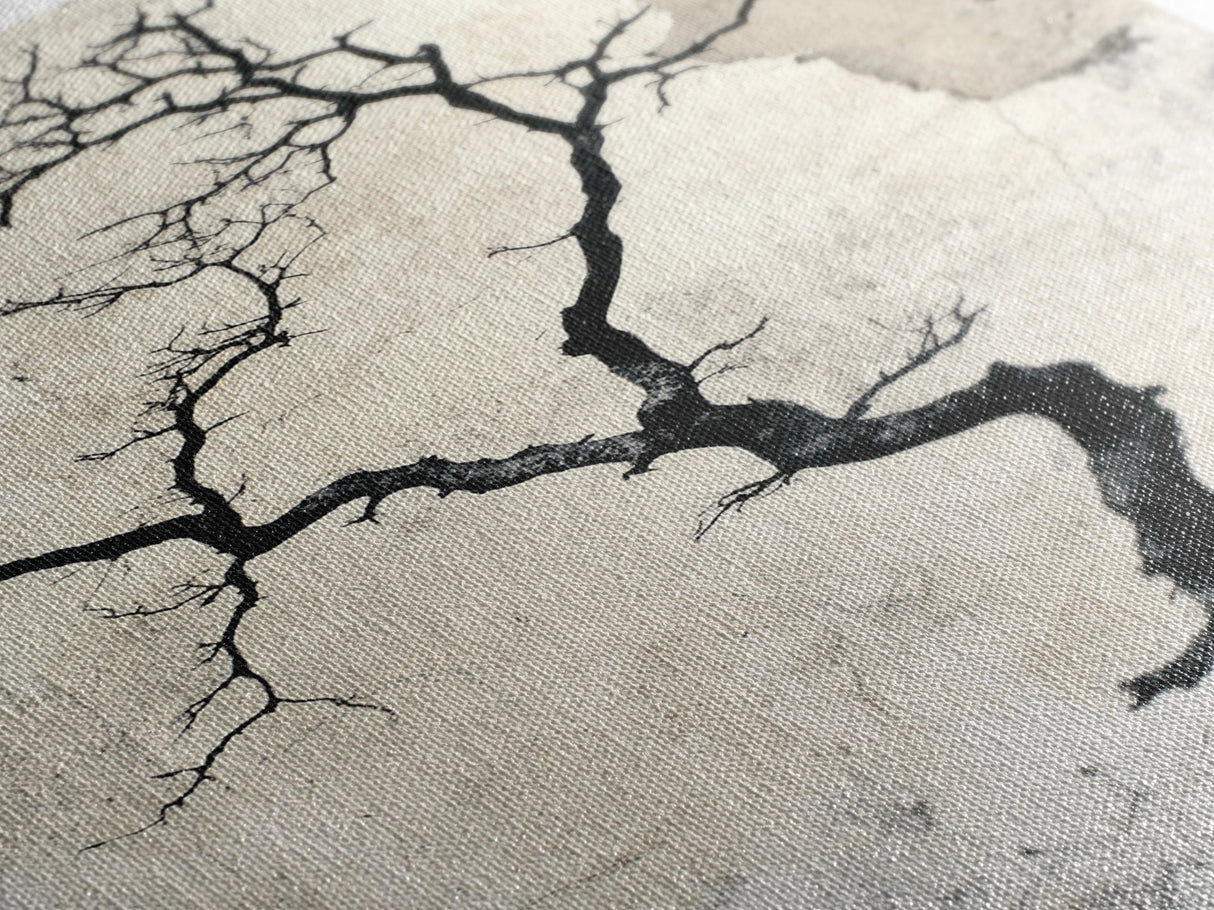 Double Exposure Wall Art - Tree or Cracks - Optical Illusion Wall Art Framed Canvas Print - Wabi Sabi Minimalist Home Decor Art