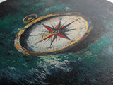 Nautical Nursery Compass Wall Art Framed Canvas Print, Travel Gift Idea, Vacation Gift Home Decor, Giclee Art Print, Going Away Gift