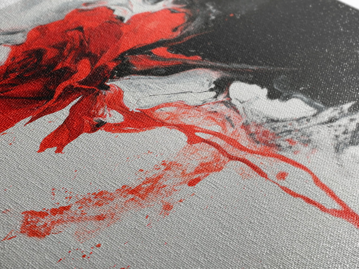Abstract Red Rose Painting Canvas Print, Vintage Inspired Flower Print, Vintage French Country Art, Duality Art, Statement Piece, Center Piece Art