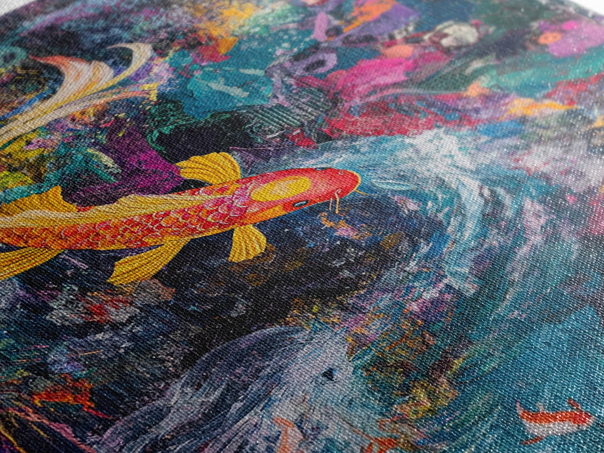 Abstract Koi Fish Painting Print, Wabi Sabi Home Decor, Gift Idea, Housewarming Gift Idea, Colorful Koi Fish Art Print