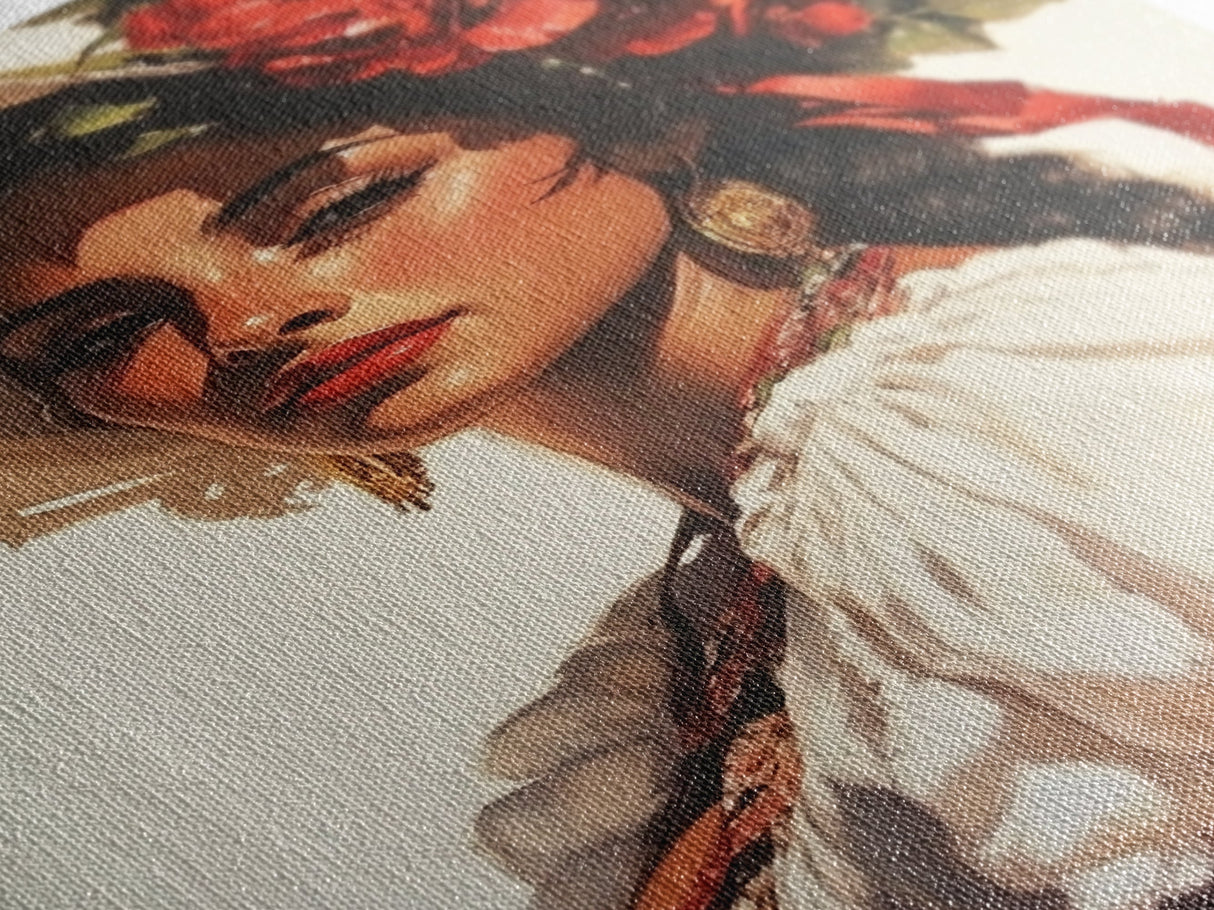 Latina Art Print on Canvas, Maximalist Wall Art, Latino Wall Art, Eclectic Home Decor, Chicano Painting, Mexicano Wall Art, Pueblo Style Art
