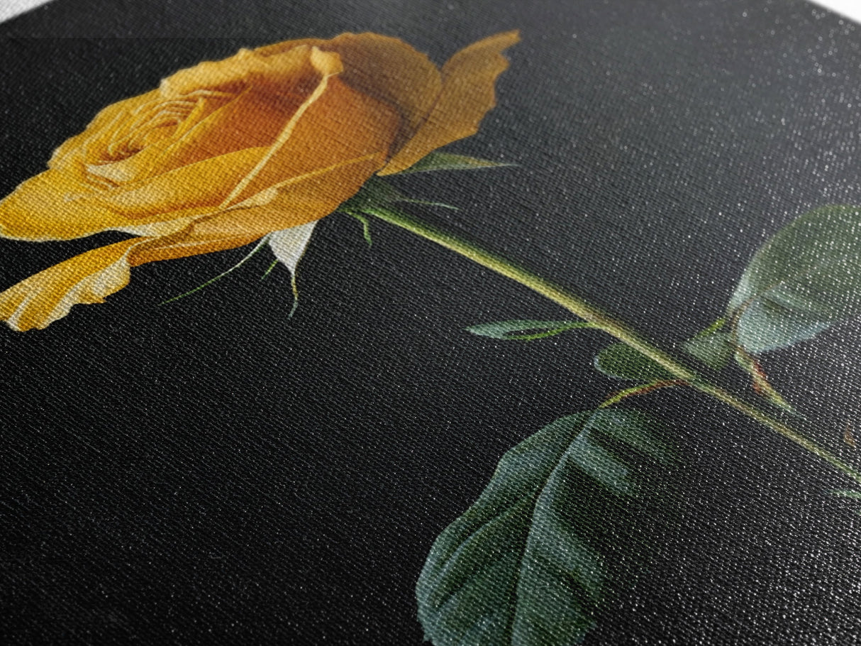 Realist Painting Print of a Yellow Rose, Framed Canvas, Wood Framed Art, Modern Farmhouse Decor, Rose Painting, Rose Art