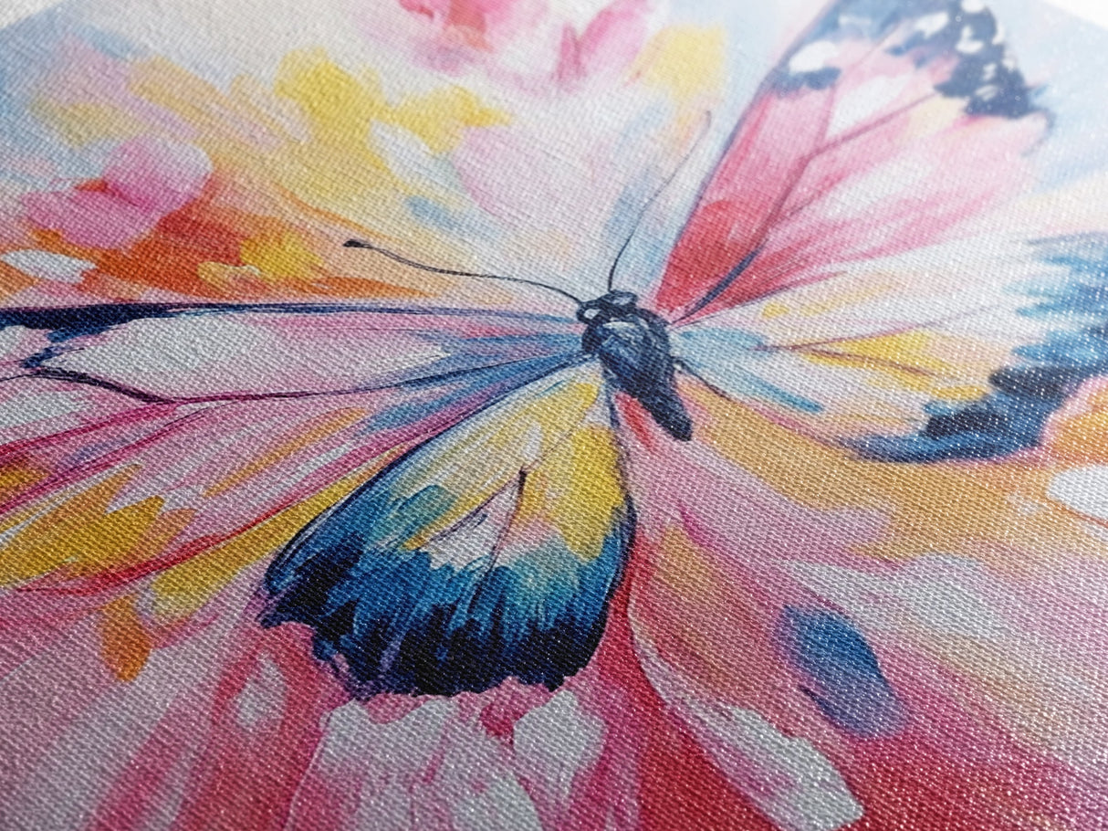 Pink Butterfly Oil Painting Print, Rustic Farmhouse, Boho Home Decor, Preppy Wall Art Dorm Room Wall Art Nursery Wall Art Home Decor