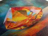 Gemstone Painting Print, Framed Canvas Print, Gemstones Wall Art, Precious Stone Painting, Red Gem, Ruby Painting, Antique Minerals Decor