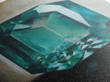 Watercolor Painting Print of an Emerald, Genstones Painting, Gemstone Painting, Emerald Wall Art, Emerald Green Home Decor, Kitsch Art