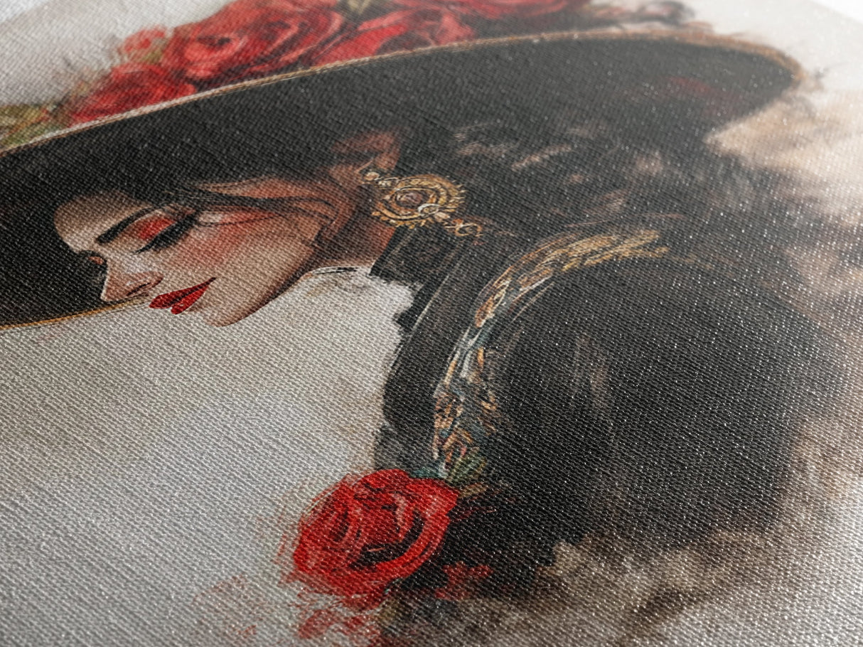 Mexicano Wall Art Framed Canvas Print, Female Matador, Chicano Wall Art, Chicano Painting