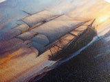 Pirateship at Dawn, Framed Canvas Print, Pirate Art