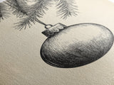 Boho Christmas Ornament Painting Print, Christmas Art, Black and White Art