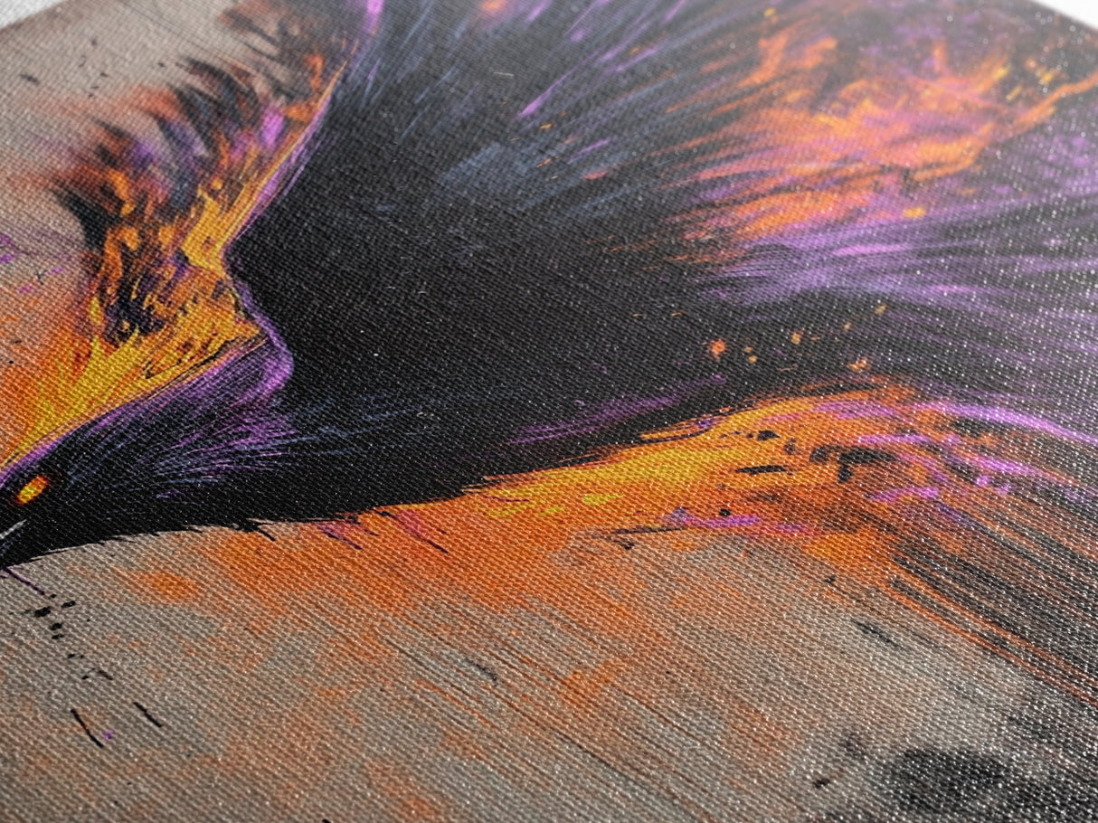 Purple Phoenix Painting Print, Framed Canvas Art, Grunge Decor, Punk Art, Wood Frame Canvas, Home Decor, Office Art