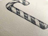 Black and White Candy Cane Sketch, Canvas Print, Christmas Decor, Christmas Painting, Christmas Wall Art