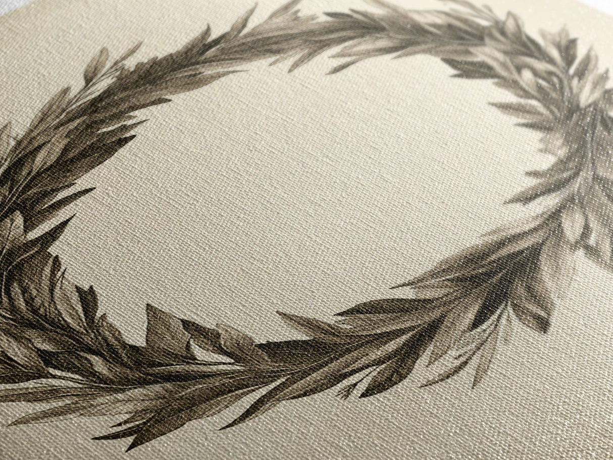 Vintage Wreath Canvas Print - Framed Canvas - Minimalist Christmas Art - Boho Christmas Art - Rustic Christmas Art