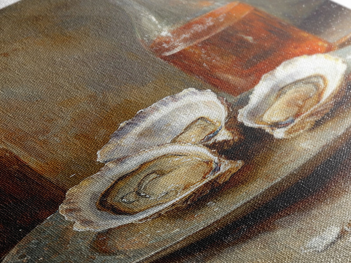 Retro Oysters Poster Canvas Print Kitchen Wall Art Oyster Kitchen Retro Food Art Coastal Seafood Bar Decor Cocktail Art