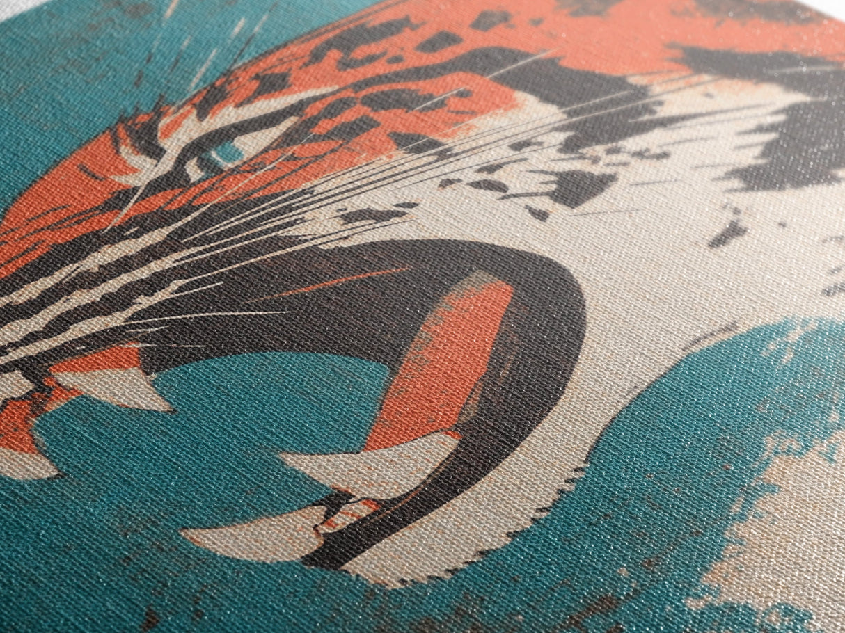Tiger Roar Wabi Sabi Canvas Print, Wood Framed Wall Art, Japanese Style Art, Japanese Inspired Home Decor, Tiger Painting