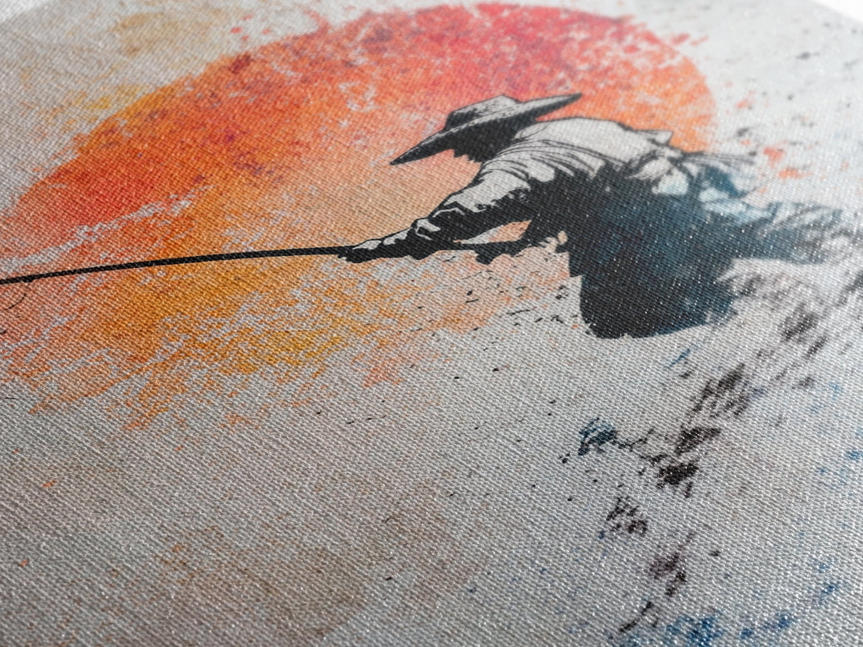 Fisherman Gift Idea, Fisherman Painting Print, Retro Wabi Sabi Fisherman Painting, Gift For Fisher, Fishing Gift, Gift For Dad