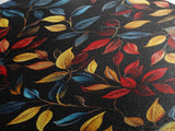 Botanical Fall Leaves Art Print On Canvas with Wood Frame, Black Background, Retro Style Home Decor