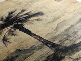 Wabi Sabi Palm Tree Coastal Art Nautical Decor, Framed Canvas Print, Japanese Style Artwork, Palm Tree Painting, Coastal Painting for Living Room