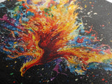 Rainbow Phoenix In Flames, Retribution, Framed Canvas Print, The Phoenix, Framed Wall Art, Original Painting Phoenix