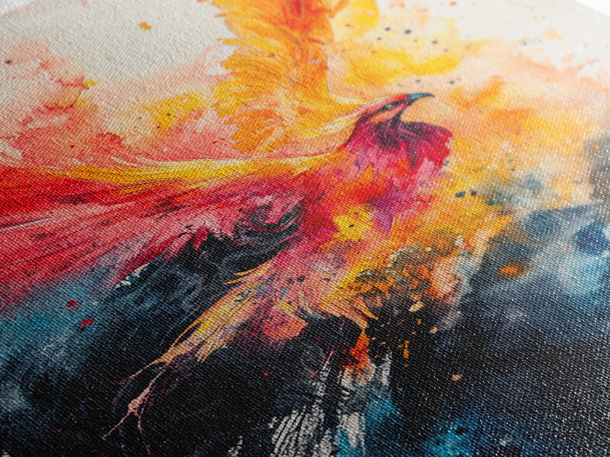 Watercolor Painting Print of a Phoenix In Flames, Retribution, Framed Canvas Print, The Phoenix, Framed Wall Art, Original Painting Phoenix