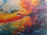 Rising Phoenix Canvas Print Wall Art - Majestric Watercolor Painting On Vertical Canvas, Framed and Ready To Hang, Hardware Included