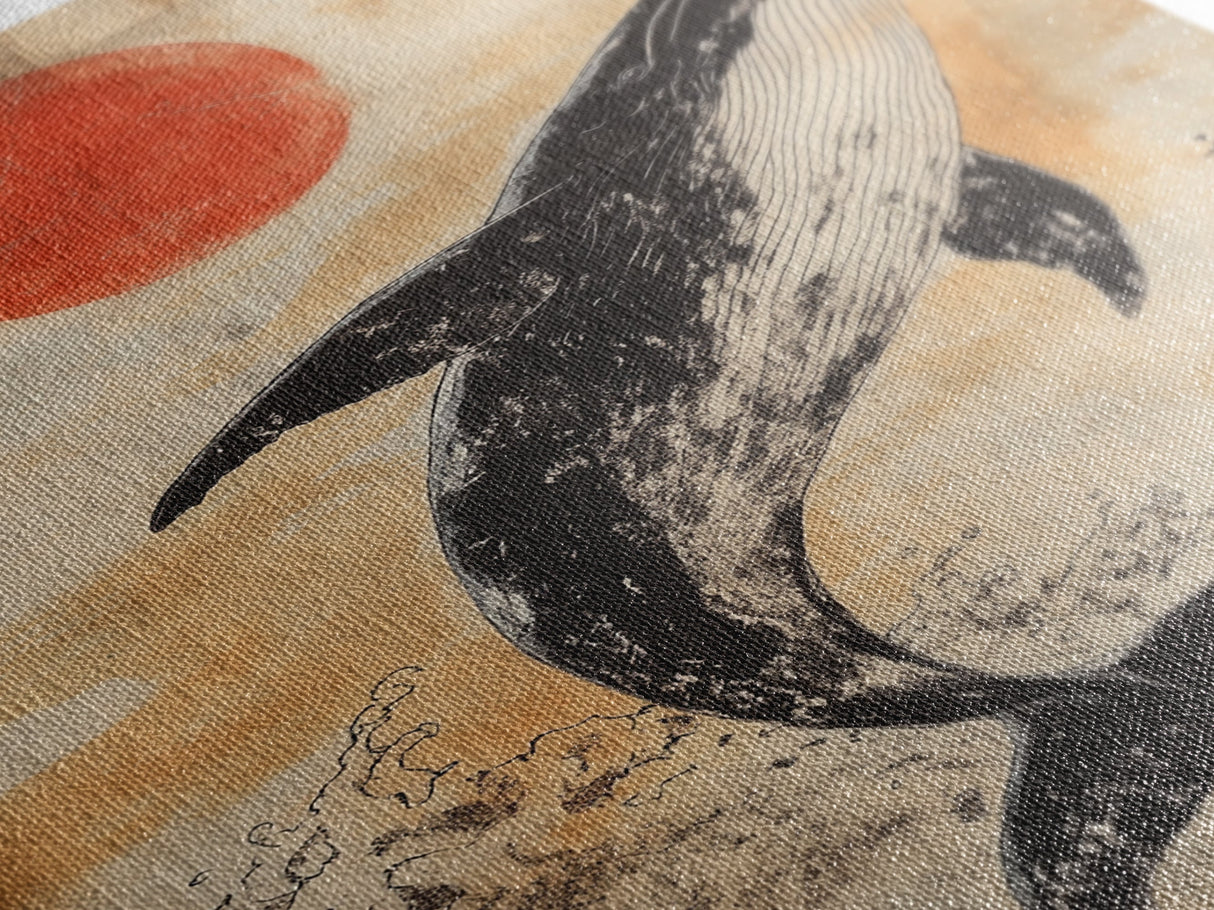 Wabi Sabi Whale Painting Print, Canvas Print, Ready To Hang Wall Art Whale Painting, Nautical Decor, Japanese Style Decor / Wall Art