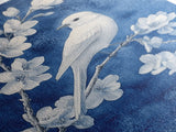 Blue Botanial Wall Art Chinoiserie Wall Art, White Bird, Blue Chinoiserie Home Decor, Botanical Print, Bird Painting, Framed Canvas Print