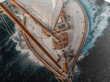 Bird's Eye View Of A Sailboat, Framed Canvas Print, Sail Boat Photography Print, Sailboat Painting, Nautical Decor, Nautical Wall Art