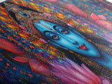 Krishna Painting Print, Ready To Hang Canvas Wall Art, Radha Krishna Art, Panoramic Art, Extra Wide Horizontal Art, Hinduism Wall Art