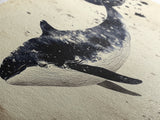Whale Art Wabi Sabi Panoramic Oil Painting Print, Japanese Style Wall Art - Whale Decor - Whale Art Print - Living Room Decor - Minimalist