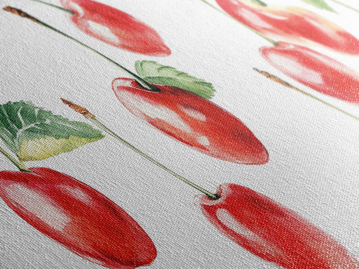 Chery Wall Art Canvas Print - Horizontal Extra Wide Wall Art - Panoramic Kitchen Decor - Kitchen Painting - Cherry Painting - Cherry Decor