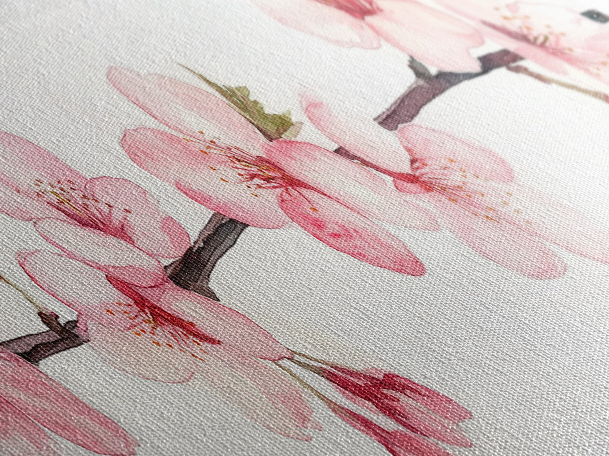 Panoramic Cherry Blossoms Painting Print - Oil Painting Canvas Print of Cherry Blossoms - Elegant Japanese Cherry Blossoms Painting