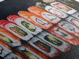 Panoramic Extra Wide Kitchen Wall Art, Sushi Painting Tuna Roll Painting, Modern Art for Kitchen, Kitchen Painting, Dining Room Decor