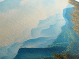 Blueridge Mountains Framed Canvas Print, Blue Ridge Mountains Painting, Panoramic Landscape Painting, Horizontal Wall Decor