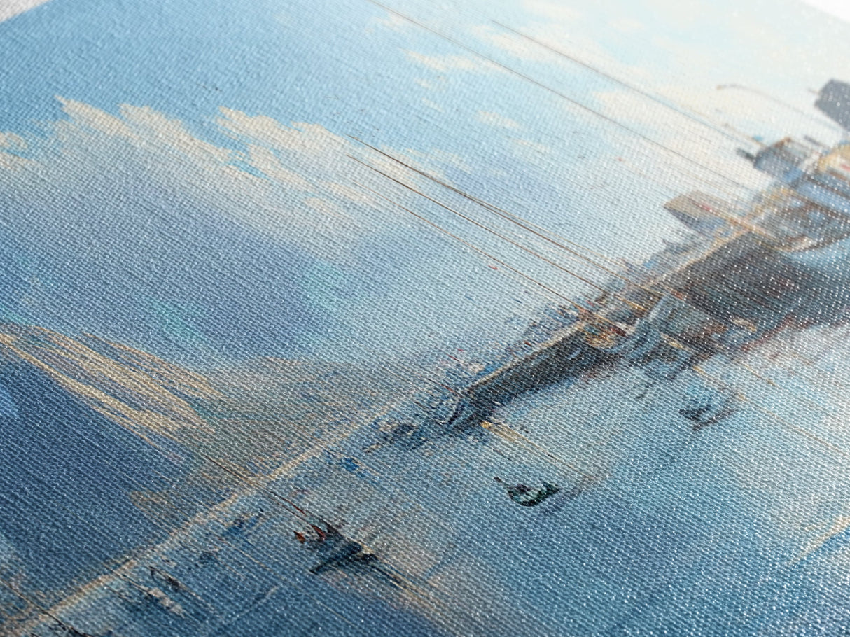 Morro Bay Panoramic Print, Nautical Landscape Painting, Canvas Print, Seascape Panoramic Painting, Seascape Landscape Wall Art Home Decor
