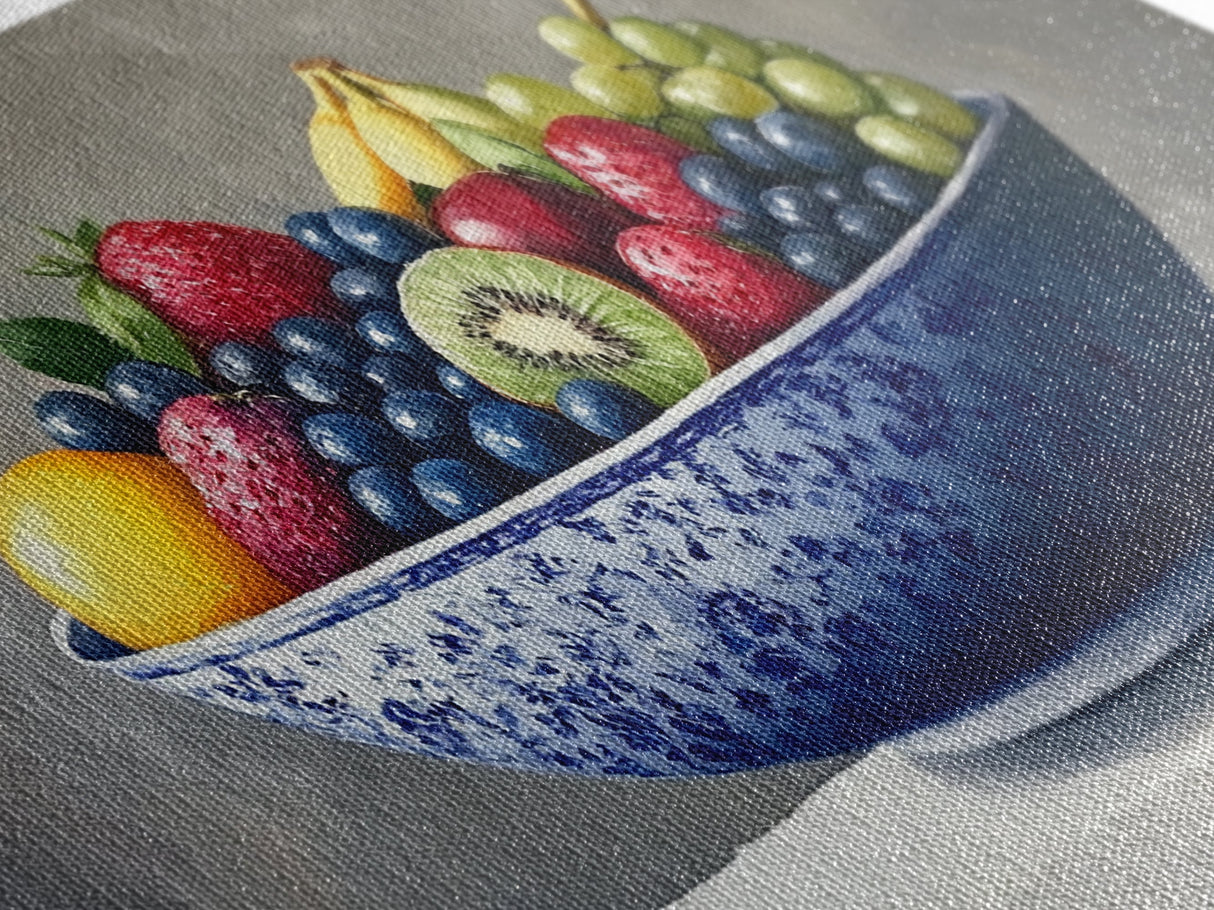 Still Life Oil Painting Print of Fruit in a Bowl, Framed Canvas Print, Victorian Oil Painting Still Life, Kitchen Wall Art, Kitchen Decor