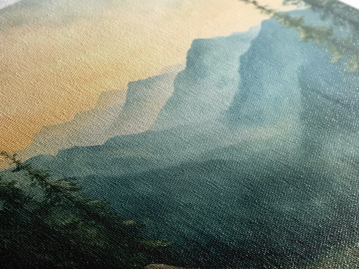 Minimalist Watercolor Painting Print of The Blue Ridge Mountains, Framed Canvas Print, Modern Landscape Painting