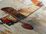Retro 1920s Airplane In Flight Framed Canvas Print, Airplane Painting, Biplane Painting, Office Decor, Office Wall Art