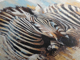 Zebra Having a Nap - Framed Canvas Print - Ready to Hang - Zebra Painting - Animal wall art - Safari Art