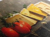 Still Life of Tomatoes and Cheese - Framed Canvas Print - Kitchen Wall Art - Kitsch Home Decor - Food Oil Painting Wall Art
