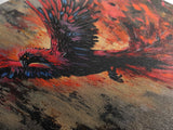 Grunge Phoenix Painting, Framed Canvas Print, Vibrant Phoenix Wall Art Print, Mythical Poster Art, Printed Wall Art