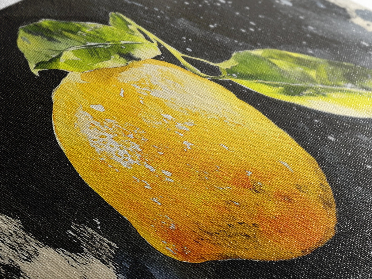 Lemon Painting Canvas Print - Kitsch Kitchen Decor - Eclectic Wall Art - Gift For Someone Who is Very random but likes lemons, like me