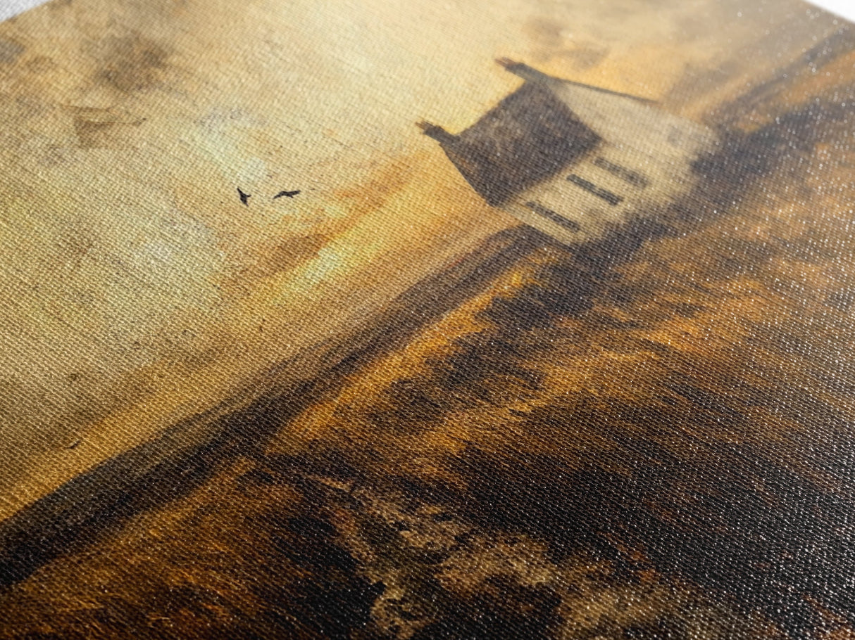 Retro Vintage Farmhouse Painting Print, Cute Rustic Boho Wall Art, Modern Farmhouse Oil Painting Wall Art for Living Room
