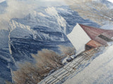 Winter Cabin Oil Painting Print - Rustic Farmhouse Decor - Modern Farmhouse - Cabin Decor - Rural America Oil Painting Print