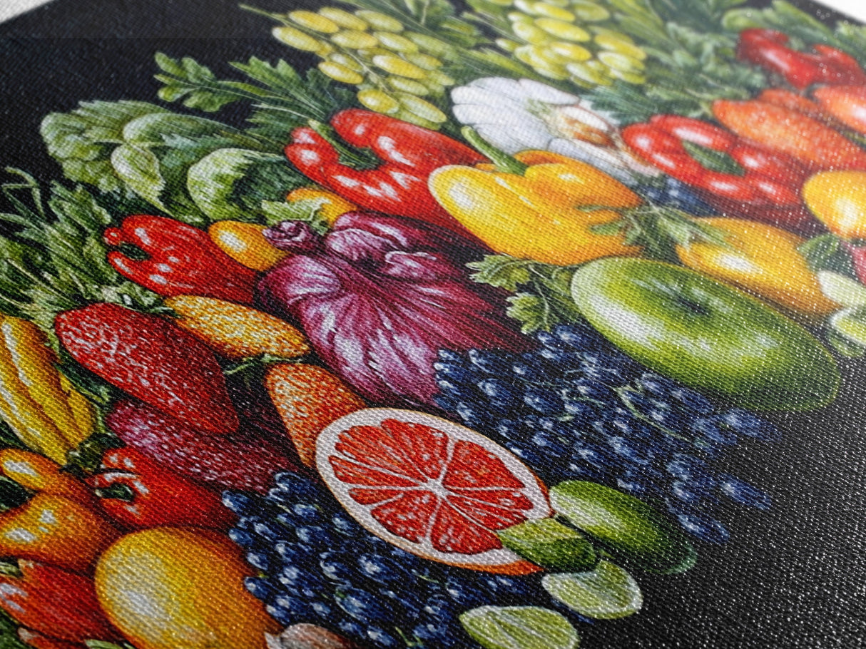 Fruits and Vegetables Wall Art Canvas Print, Kitchen Decor, Kitsch Decor, Kitchen Wall Art, Dining Room Decor, Modern Farmhouse Kitchen Art