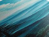 Bright Morning Mountains Framed Canvas Print Serene Nature Landscape Art, Blue and Green Wall Art, Smoky Mountain Art, Living Room Decor, Above Sofa Art