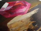 Radiant Red Gemstone Framed Canvas Print Gemstone Painting Moody Art Original Artwork Above Bed Wall Art Gift Idea