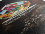 Faceted Crystal on Pedestal Canvas Print Gemstone Painting Sacred Geometry Art Original Artwork Above Couch Decor