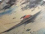 Fisherman in Boat Painting Canvas Print, Japanese Fishing Scene, Coastal Wall Art, Nautical Decor, Tall Narrow Art, Framed Canvas Print, Coastal Decor
