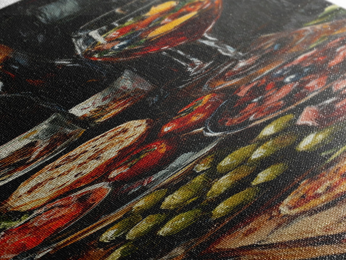 Still Life Oil Painting Print of Wine and Fruits - Kitchen Wall Art - Kitchen Decor - Kitchen Accent Piece - Oil Painting - Narrow Wall Art - Tall Skinny Art