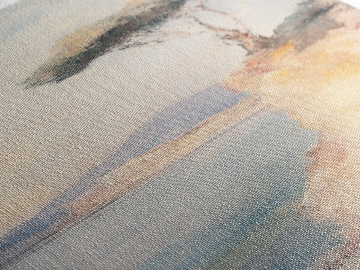 Victorian Landscape Oil Painting Print, Tall Skinny Wall Art, Coastal Painting, Coastal Landscape Art, Italian Seaside Painting, Narrow Wall Art